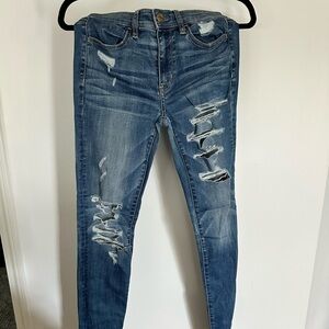 American Eagle By Payless Blue Skinny Jeans Distressed Style
